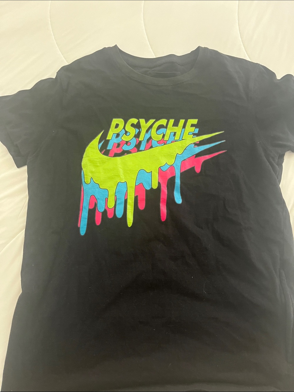 Nike Black Graphic Tee with Neon Drip Design